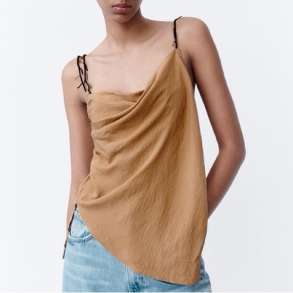 Zara Tan Drape‎ Camisole Top
